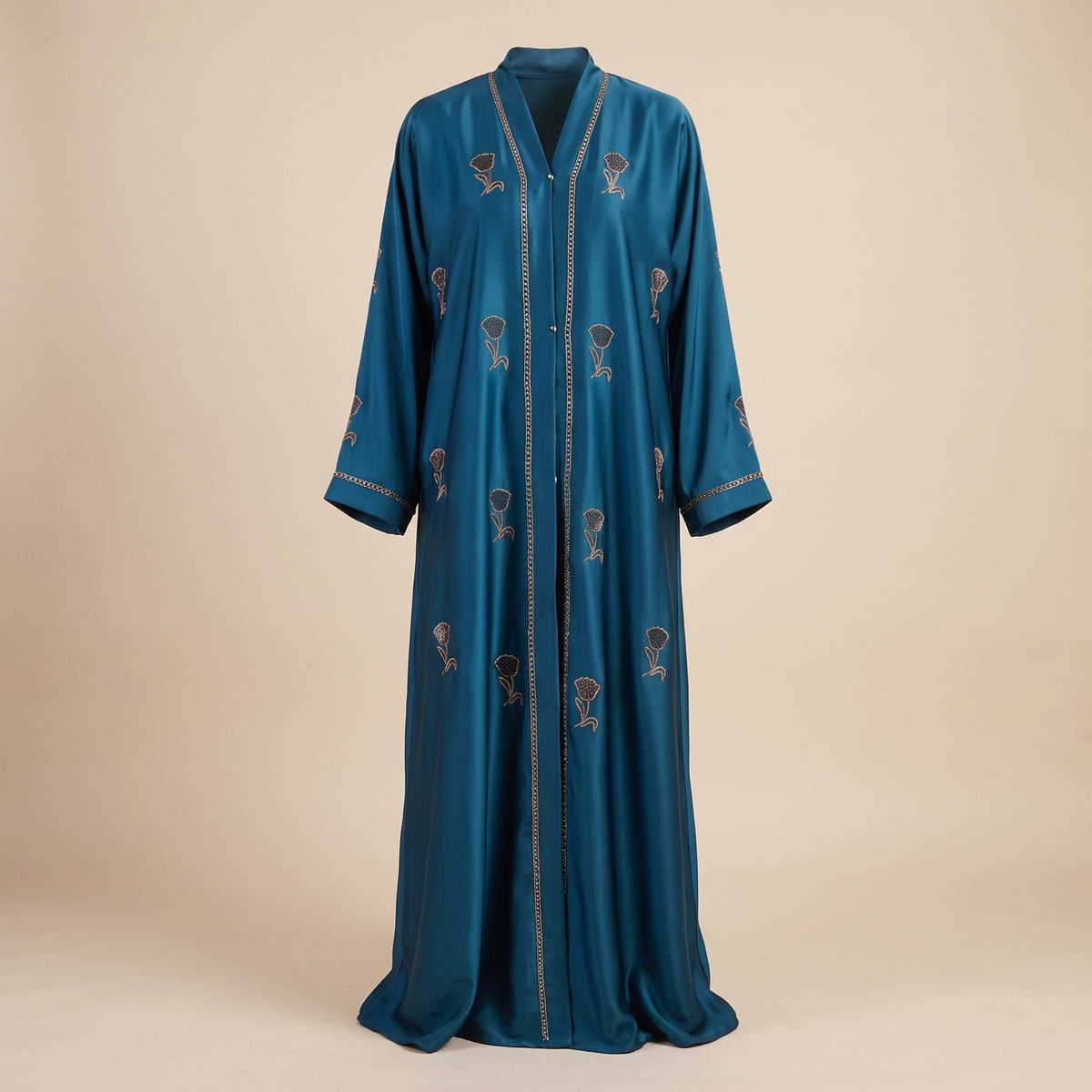 Elegant Teal Satin Abaya for Women & Girls