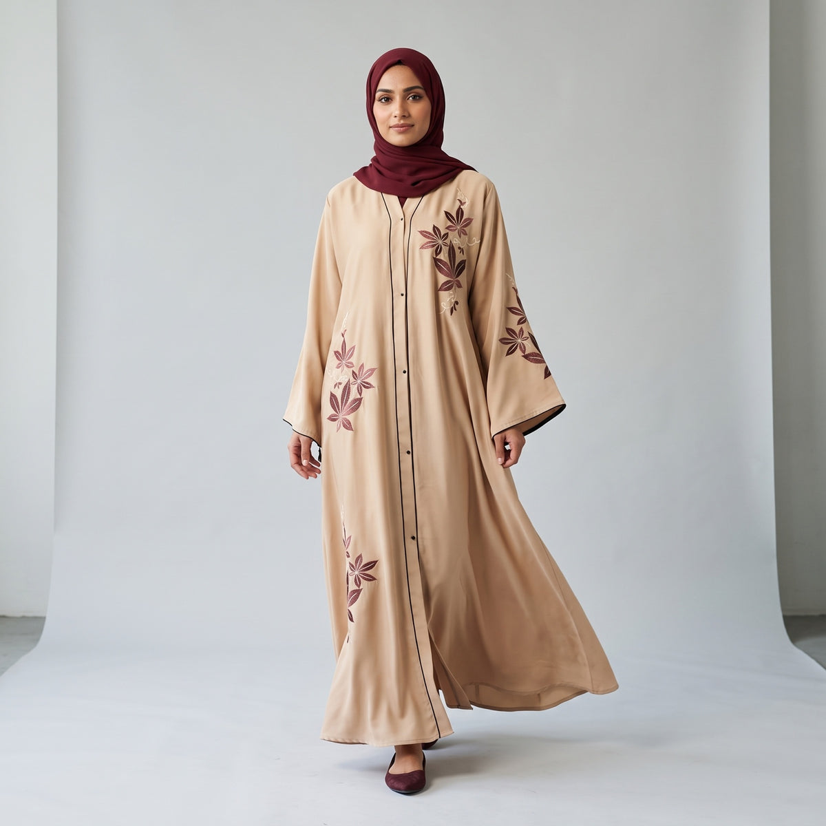 Elegant Brown & Caramel Abaya for Women & Girls