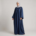 Elegant Navy Satin Abaya for Women & Girls